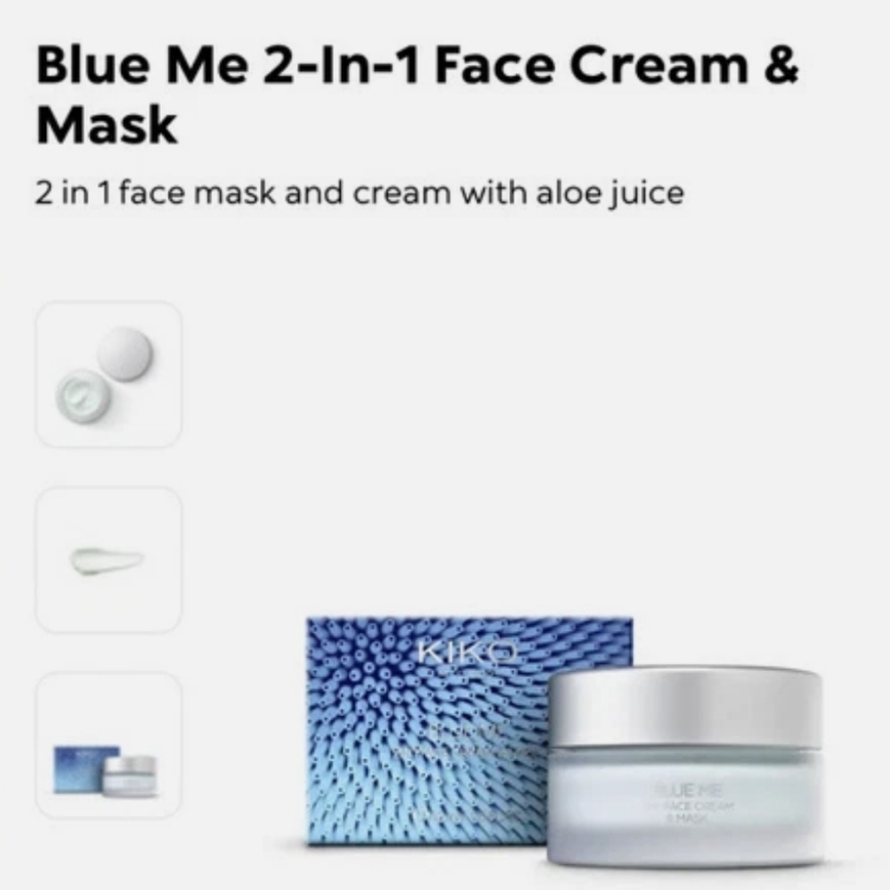 New KIKO MILANO blue Me 2in1 Face Cream And Mask